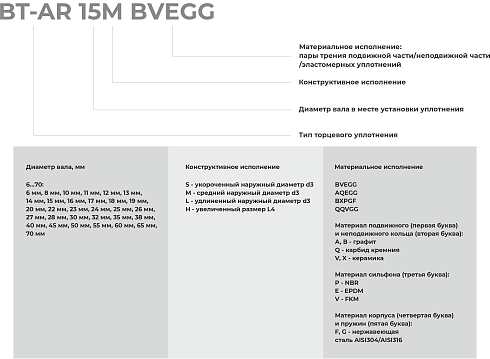 Торцевое уплотнение BT-AR 55 BVEGG в Самаре фото